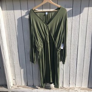 Olive green old navy faux wrap top dress - XL